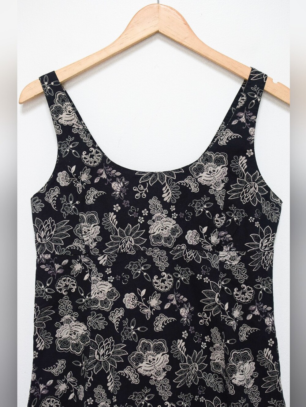 Vintage 90s Black Floral Mini Dress Size M Fairy Dark Coquette - Picture 3 of 6